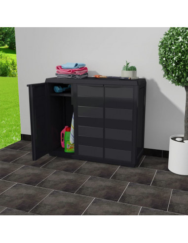 Armadietto da Giardino a 2 Ripiani Nero