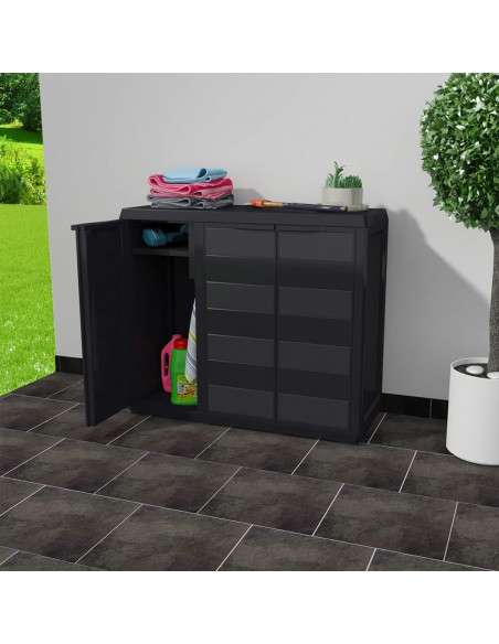 Armadietto da Giardino a 2 Ripiani Nero