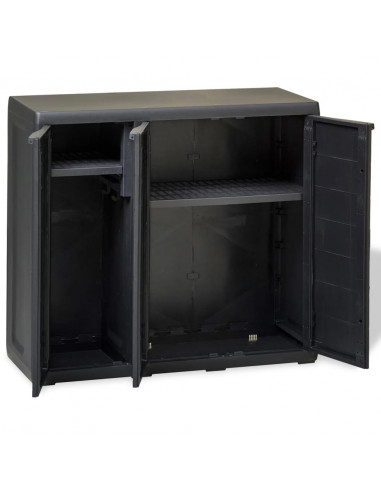 Armadietto da Giardino a 2 Ripiani Nero