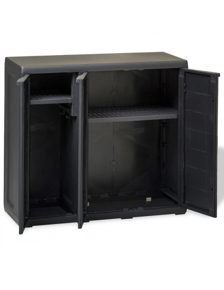 Armadietto da Giardino a 2 Ripiani Nero
