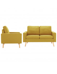 Set Divani 2 pz in Tessuto Giallo