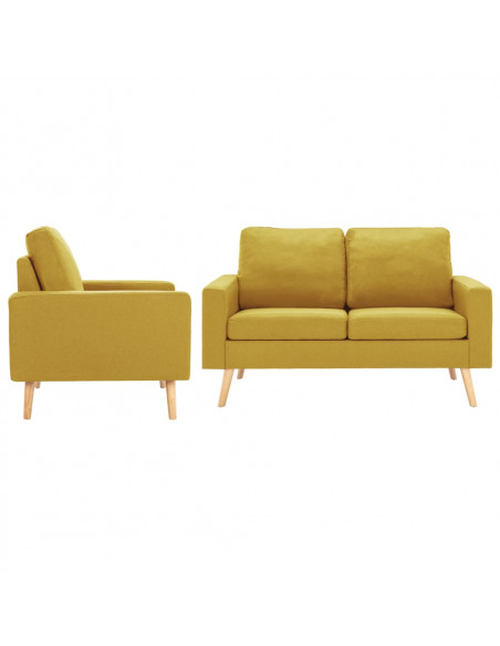 Set Divani 2 pz in Tessuto Giallo