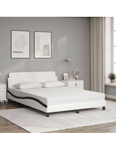 Letto con Materasso Bianco e Nero 140x190 cm in Similpelle