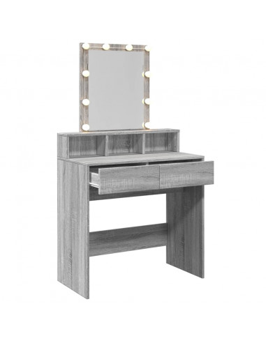 Toeletta con LED Grigio Sonoma 80x41x144,5 cm