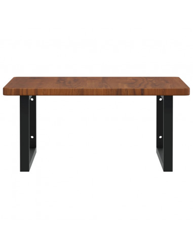 Ripiano a Parete per Lavabo in Acciaio e Massello di Rovere