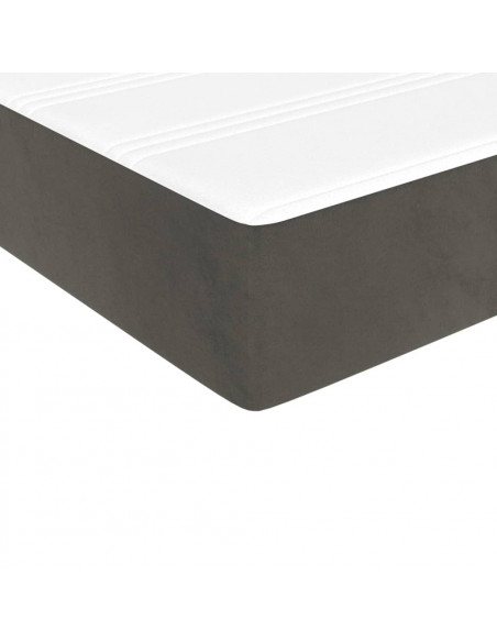 Materasso a Molle Grigio Scuro 140x190x20 cm in Velluto