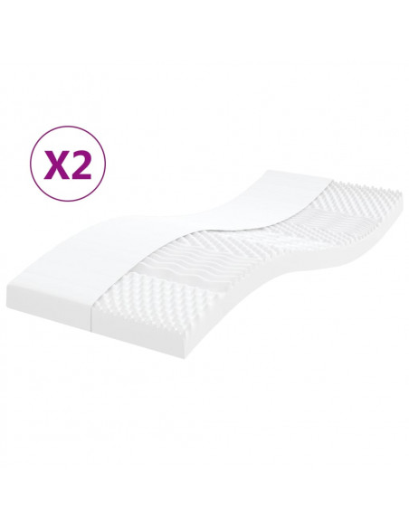 Materassi in Schiuma 2pz Bianchi 90x190cm 7 Zone Durezza 20 ILD