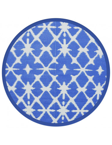 Tappeto da Esterno Blu e Bianco Ø200 cm in PP