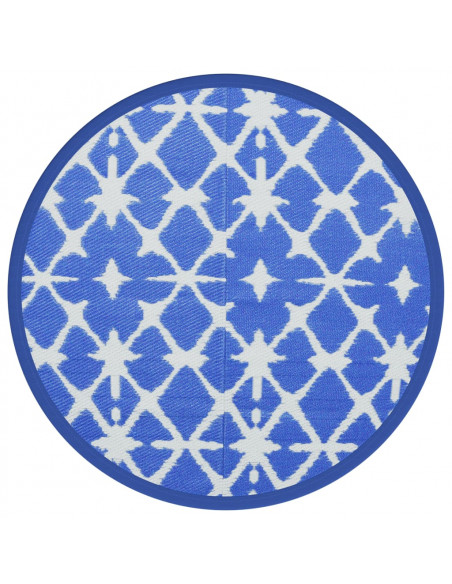 Tappeto da Esterno Blu e Bianco Ø200 cm in PP