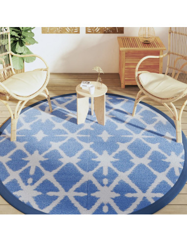Tappeto da Esterno Blu e Bianco Ø200 cm in PP