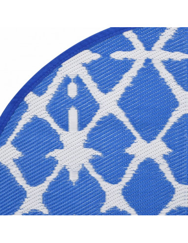 Tappeto da Esterno Blu e Bianco Ø200 cm in PP