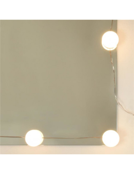 Set Tavolo da Toeletta con LED Nero in Legno Multistrato