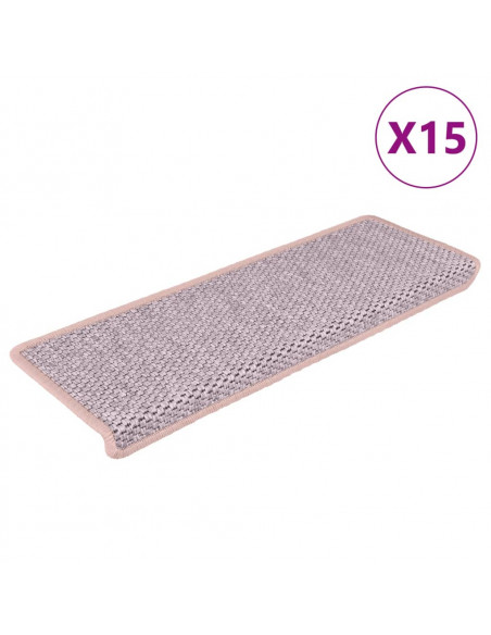 Tappeti Autoadesivi Scale Aspetto Sisal 15 pz 65x21x4 cm Rossi