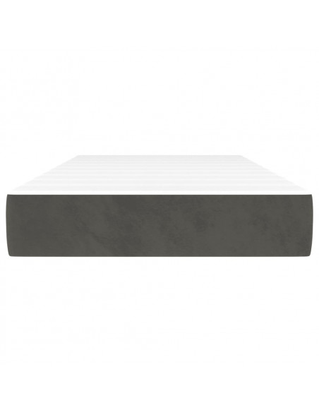 Materasso a Molle Grigio Scuro 120x190x20 cm in Velluto