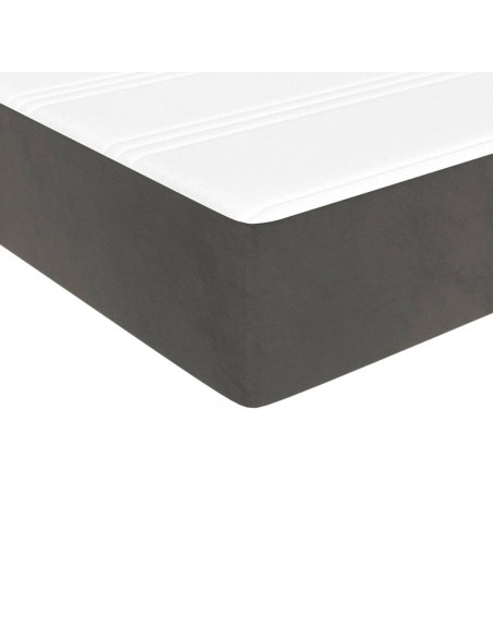 Materasso a Molle Grigio Scuro 120x190x20 cm in Velluto