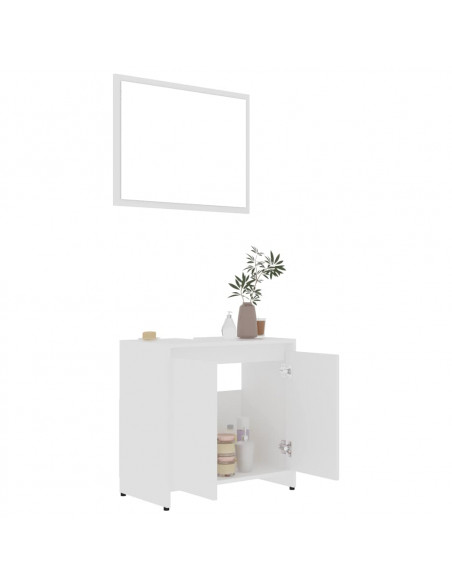 Set Mobili da Bagno Bianco in Legno Multistrato