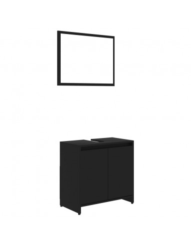 Set Mobili da Bagno Nero in Legno Multistrato