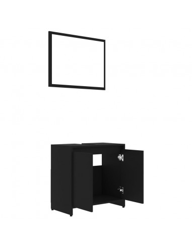 Set Mobili da Bagno Nero in Legno Multistrato