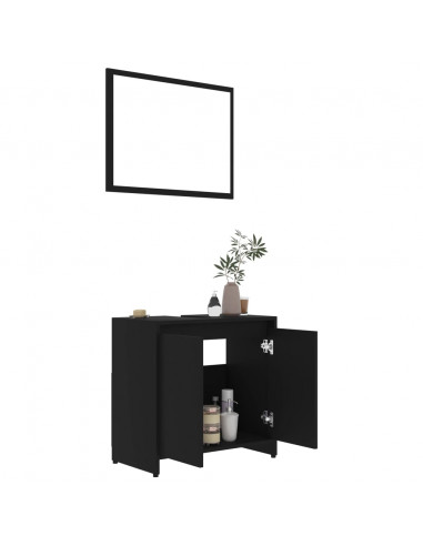 Set Mobili da Bagno Nero in Legno Multistrato