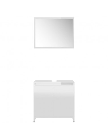 Set Mobili da Bagno Bianco Lucido in Legno Multistrato