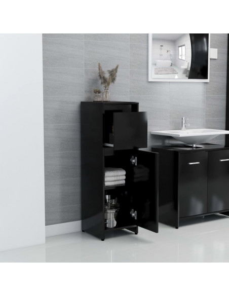 Mobile da Bagno Nero 30x30x95 cm in Legno Multistrato