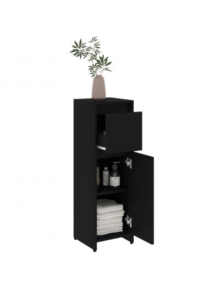 Mobile da Bagno Nero 30x30x95 cm in Legno Multistrato