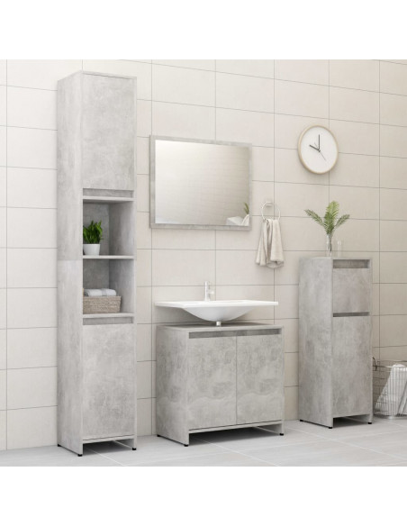 Mobile da Bagno Grigio Cemento 30x30x95 cm in Legno Multistrato