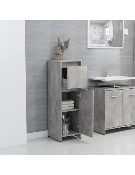 Mobile da Bagno Grigio Cemento 30x30x95 cm in Legno Multistrato