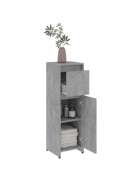 Mobile da Bagno Grigio Cemento 30x30x95 cm in Legno Multistrato