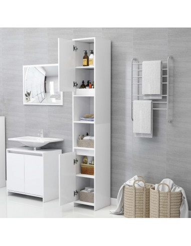 Mobile da Bagno Bianco 30x30x183,5 cm in Legno Multistrato