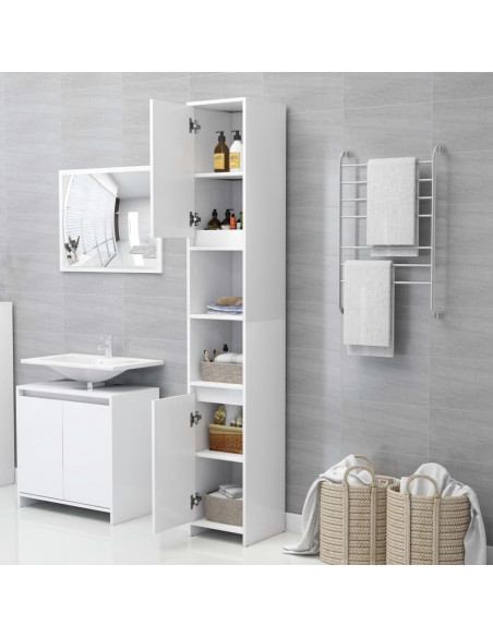 Mobile da Bagno Bianco 30x30x183,5 cm in Legno Multistrato