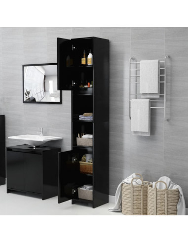 Mobile da Bagno Nero 30x30x183,5 cm in Legno Multistrato
