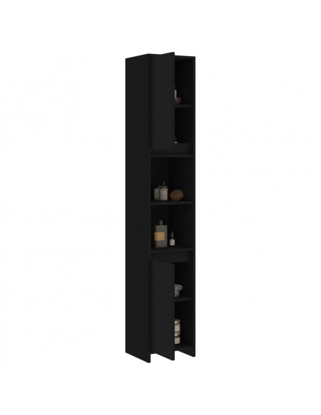 Mobile da Bagno Nero 30x30x183,5 cm in Legno Multistrato
