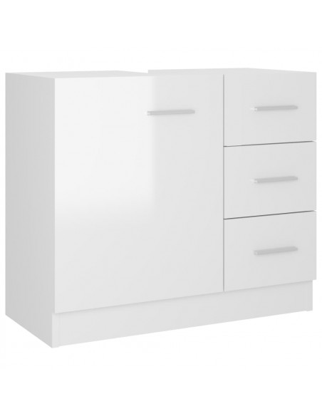 Mobile Sottolavabo Bianco Lucido 63x30x54 cm Legno Multistrato