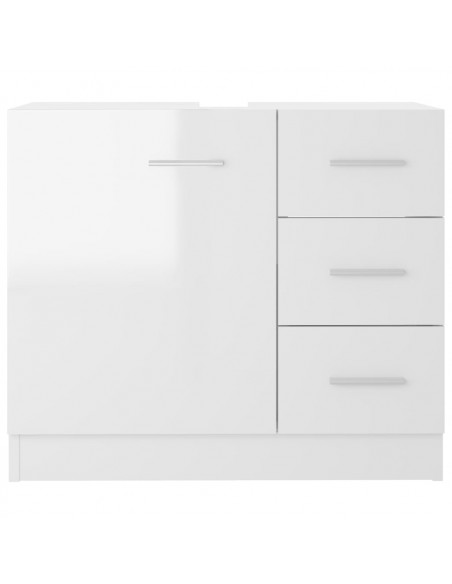 Mobile Sottolavabo Bianco Lucido 63x30x54 cm Legno Multistrato