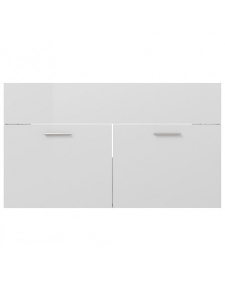 Mobile Sottolavabo Bianco Lucido 80x38,5x46cm Legno Multistrato