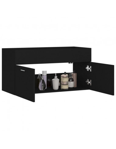 Mobile Sottolavabo Nero 90x38,5x46 cm in Legno Multistrato