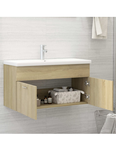 Mobile Sottolavabo Rovere Sonoma 90x38,5x46cm Legno Multistrato