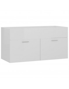 Mobile Lavabo Bianco Lucido 90x38,5x46 cm in Legno Multistrato 2