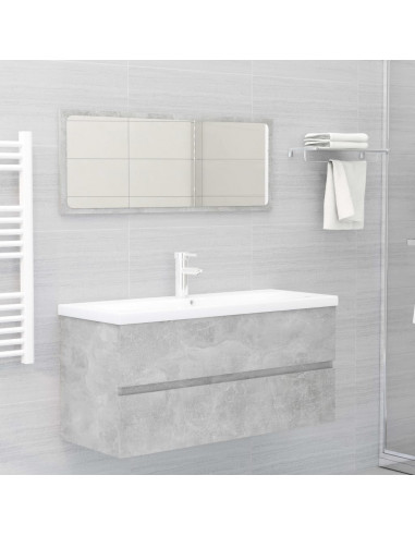 Mobile Lavabo Grigio Cemento 100x38,5x45cm in Legno Multistrato