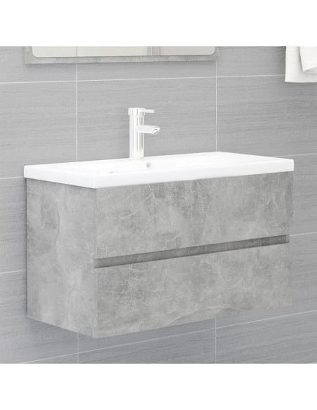 Set Mobili da Bagno Grigio Cemento in Truciolato