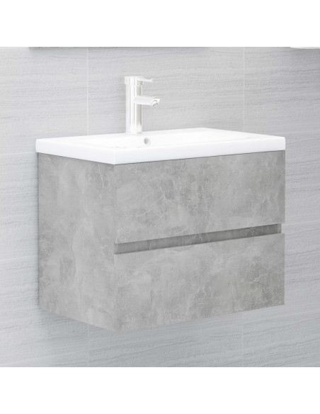 Set Mobili da Bagno Grigio Cemento in Truciolato