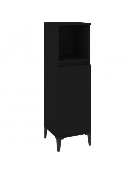 Set Mobili da Bagno 3 pz Nero in Legno Multistrato