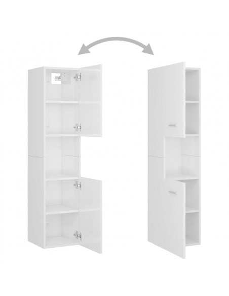 Set Mobili da Bagno Bianco Lucido in Truciolato