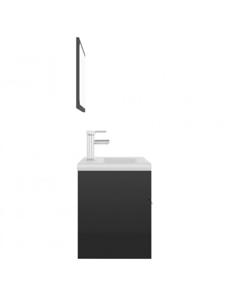 Set Mobili da Bagno Nero Lucido in Truciolato