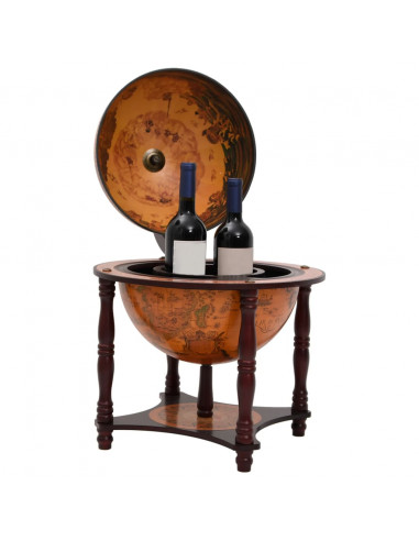 Bar a Globo Portavini Marrone Legno Massello di Eucalipto