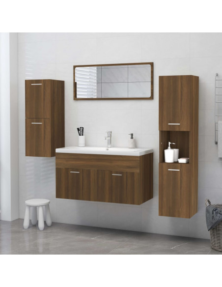 Mobile da Bagno Rovere Marrone 30x30x130cm in Legno Multistrato