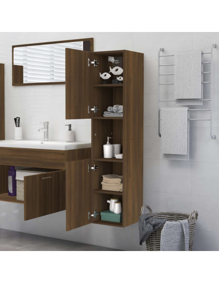 Mobile da Bagno Rovere Marrone 30x30x130cm in Legno Multistrato