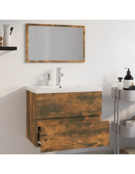 Set di Mobili da Bagno Rovere Fumo in Legno Multistrato