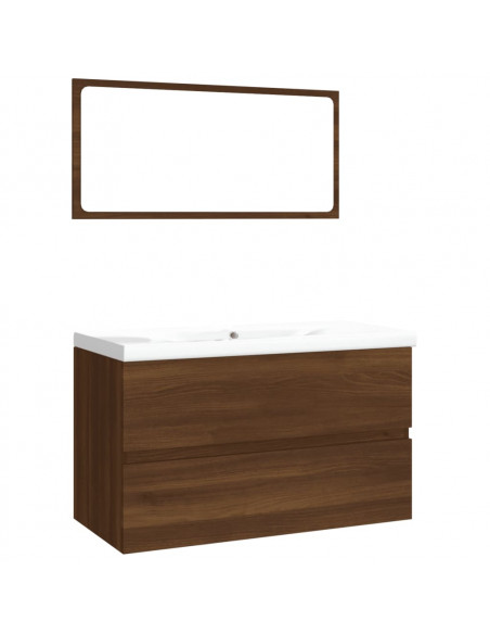 Set Mobili da Bagno Rovere Marrone in Legno Multistrato